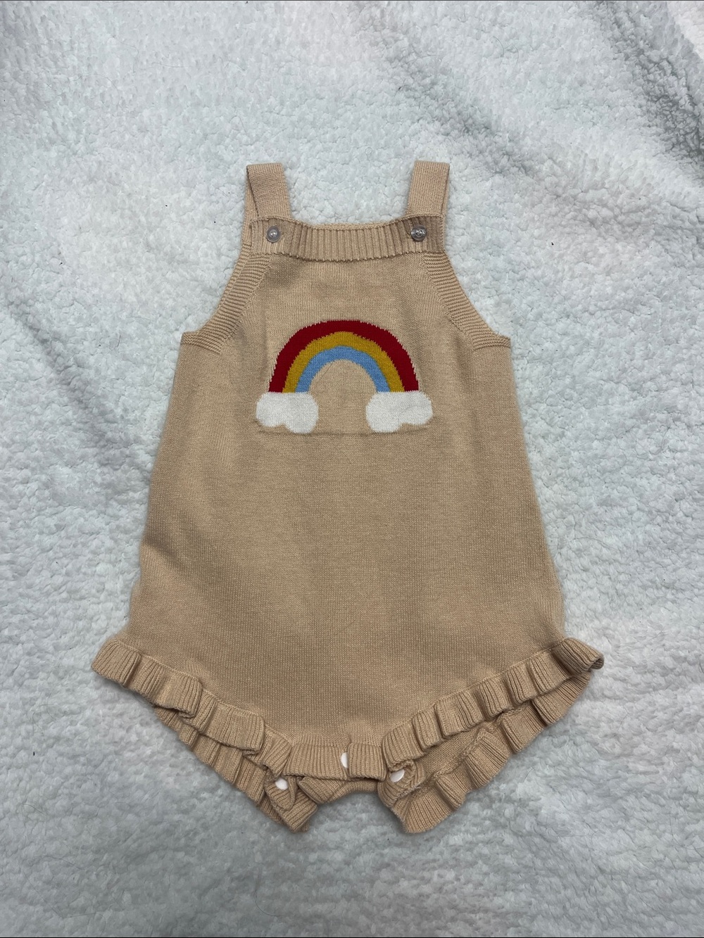 4/25$ Beige Knit Rainbow Romper